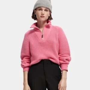 Scotch & Soda Pink Quarter Zip Pullover Large